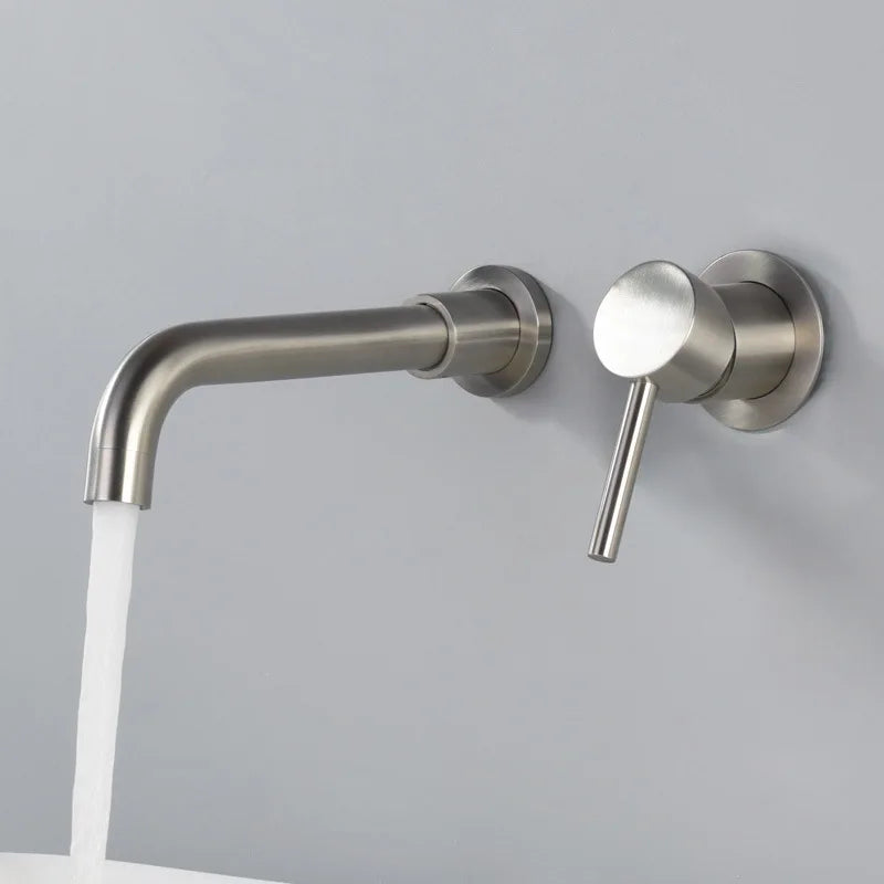 Stylish Wall Mount Faucet with Brushed Nickel Finish - Luxicro