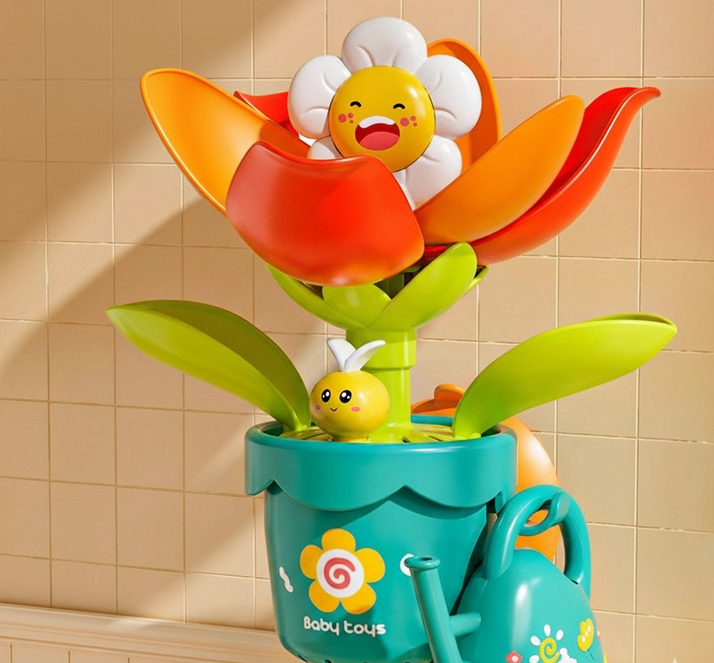 Colorful Kids Flower Bath Set with Spray Can