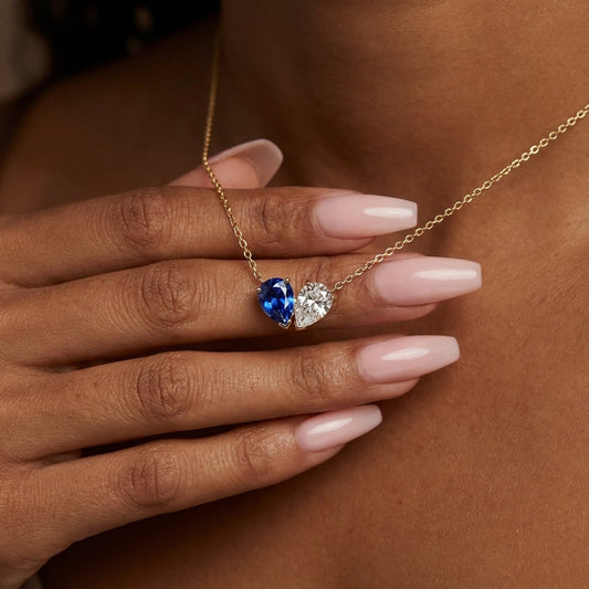 Beautiful Two Stone Heart Necklace - Luxicro