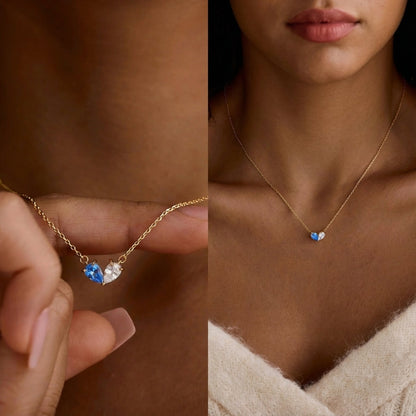 Beautiful Two Stone Heart Necklace