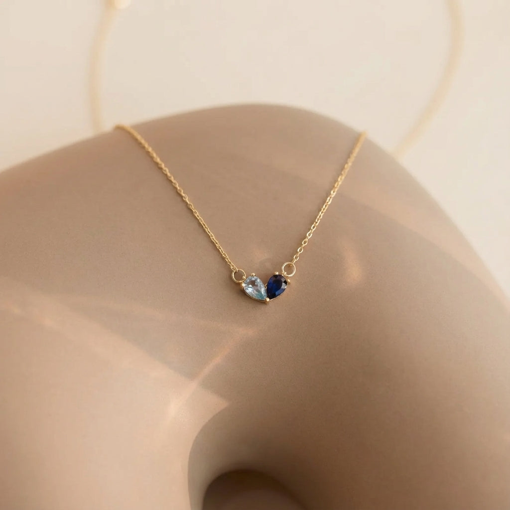 Beautiful Two Stone Heart Necklace