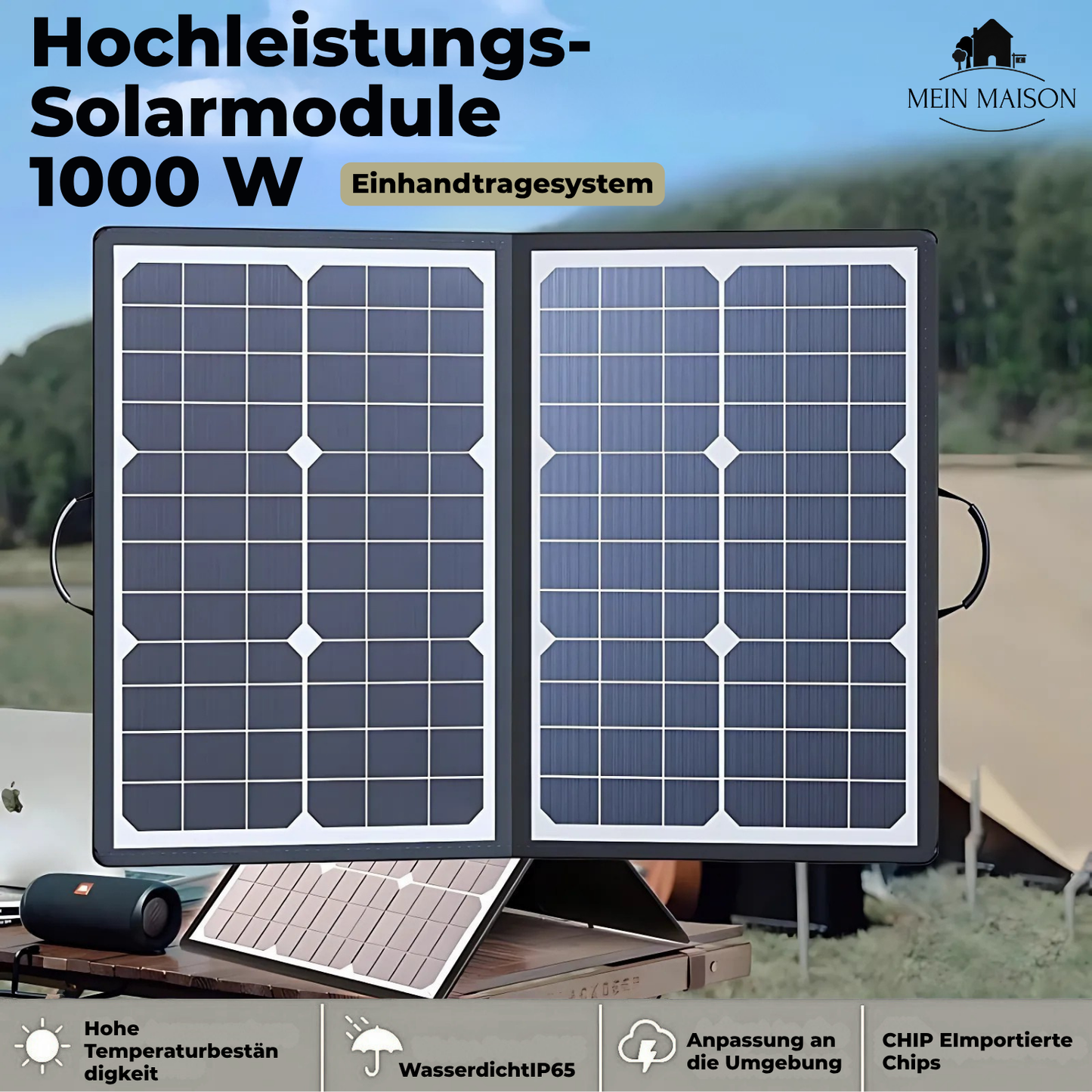 Portable 1000W Solar Panel Charger Kit for Outdoor Use