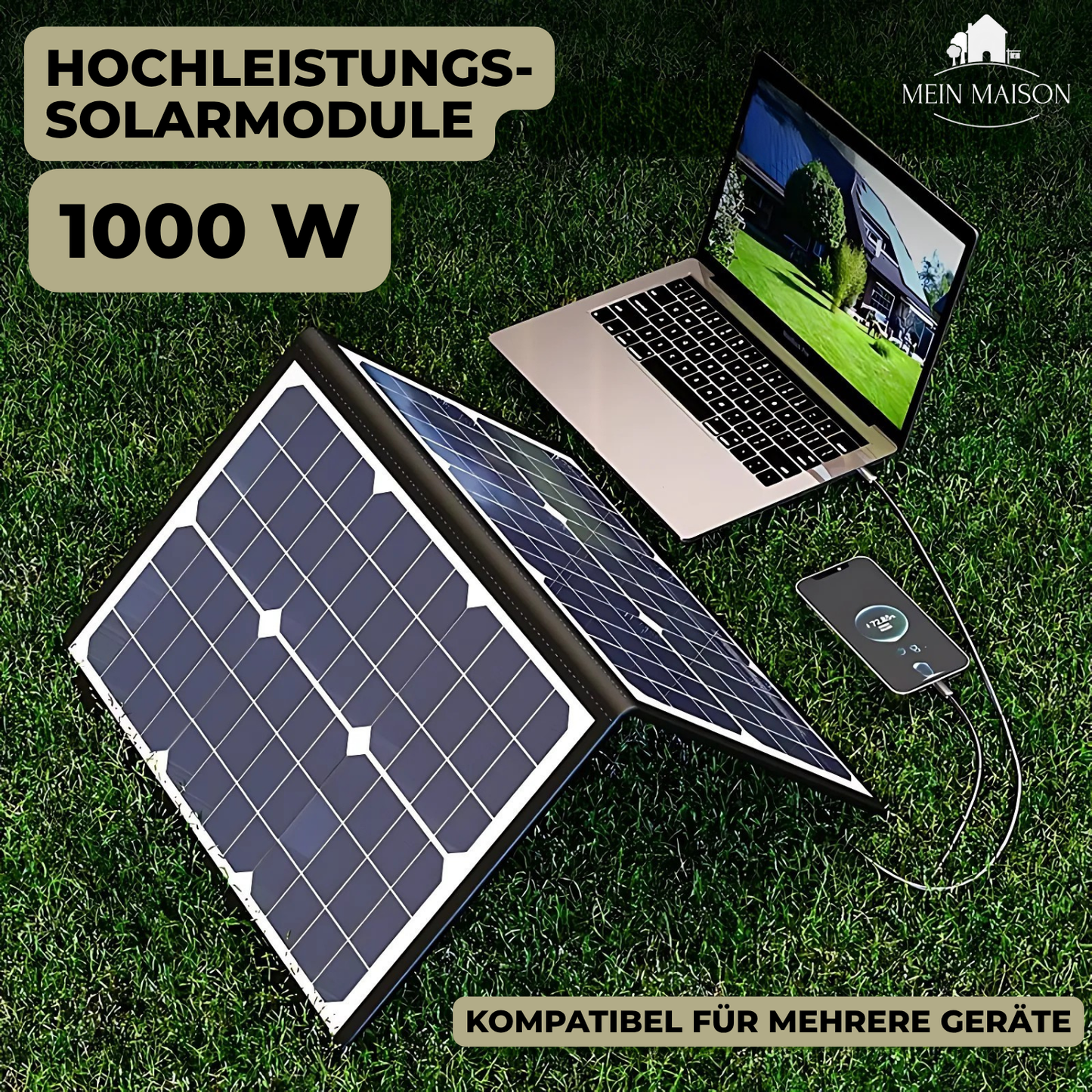 Portable 1000W Solar Panel Charger Kit for Outdoor Use