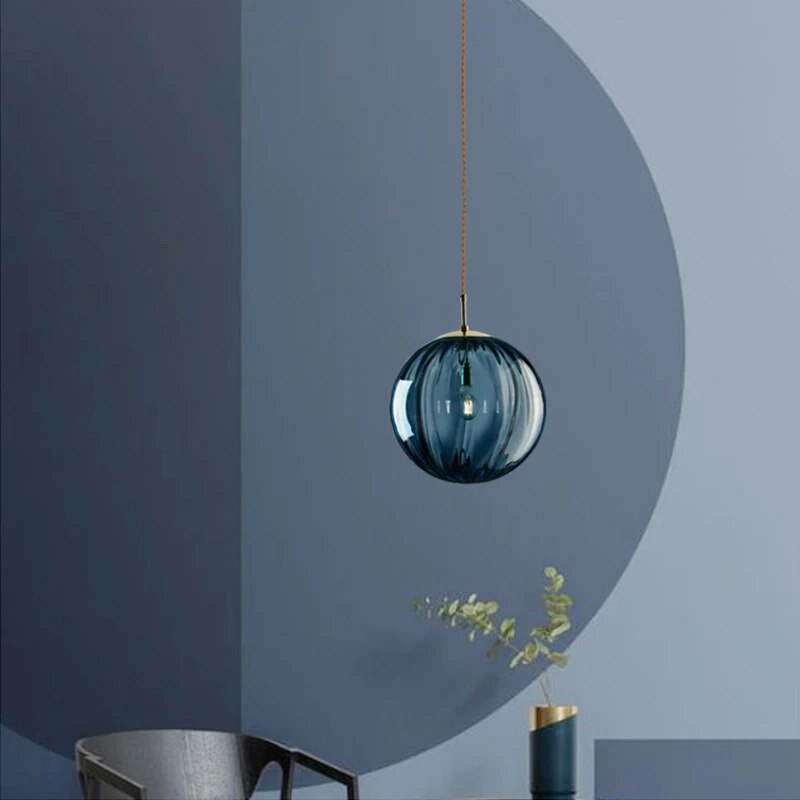 Stylish Aqua Blue Glass Globe Pendant Lighting