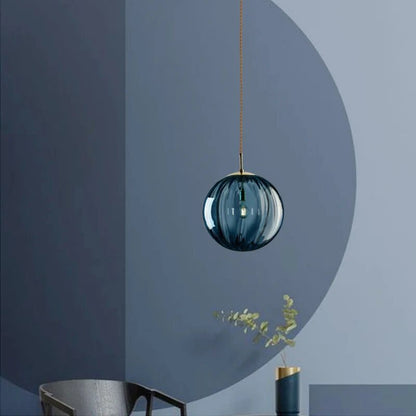 Stylish Aqua Blue Glass Globe Pendant Lighting