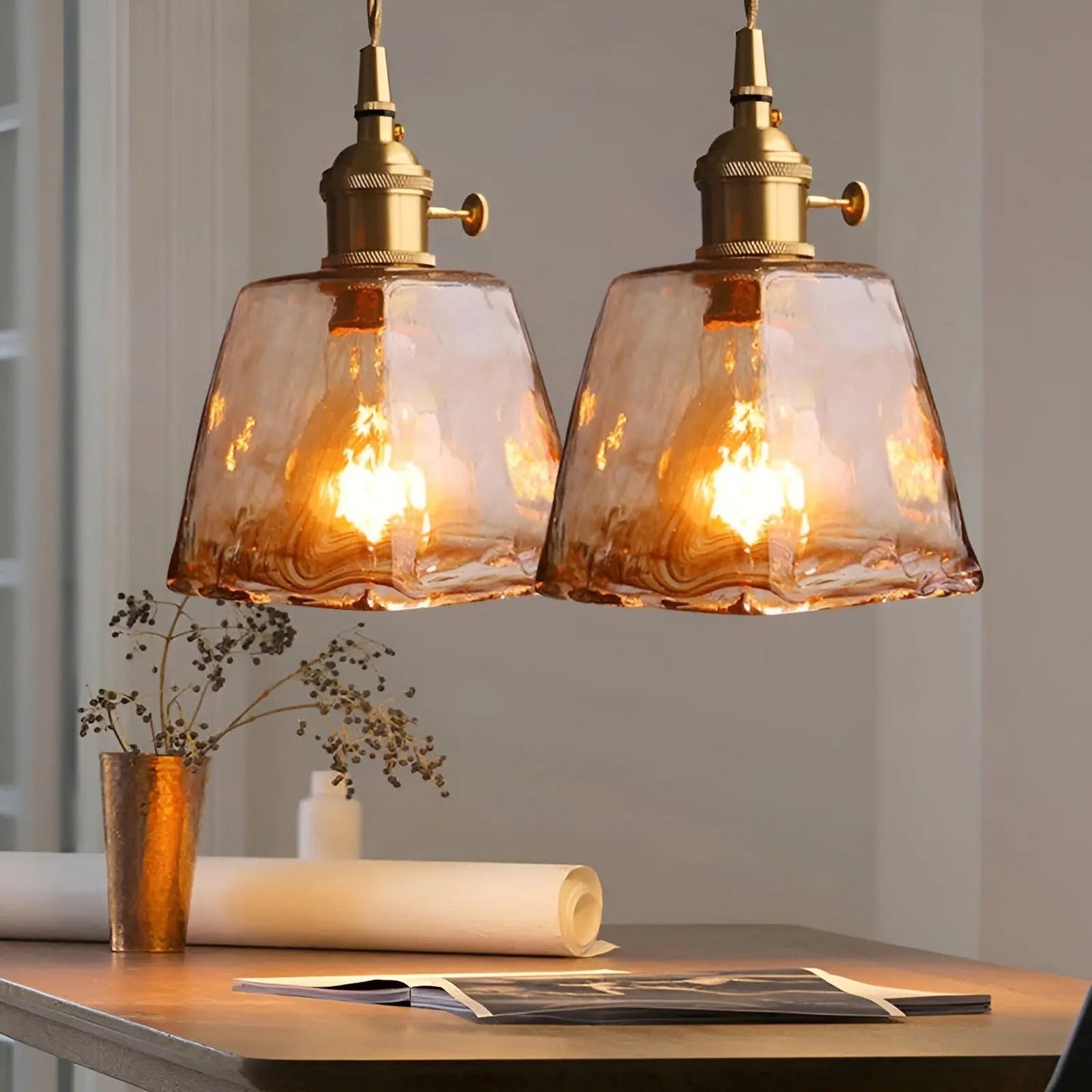 Luxurious Crystal Pendant Light - Soft Gold Shade