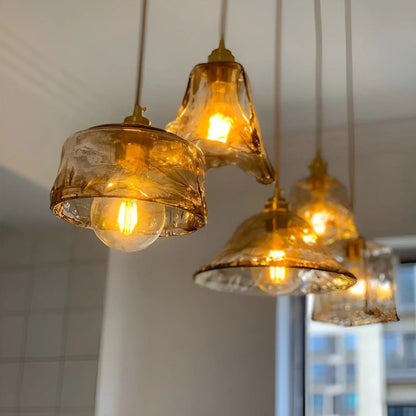Elegant Crystal Ceiling Light - Warm Amber Shade