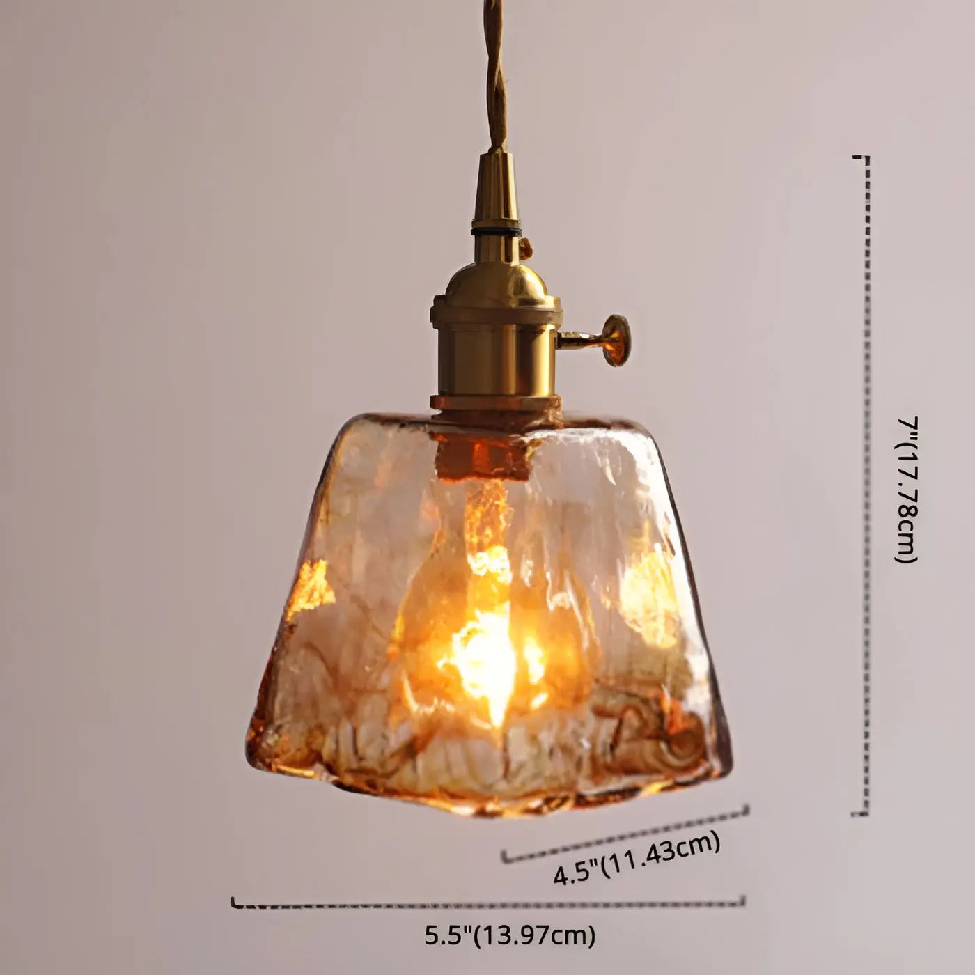 Elegant Crystal Ceiling Light - Warm Amber Shade