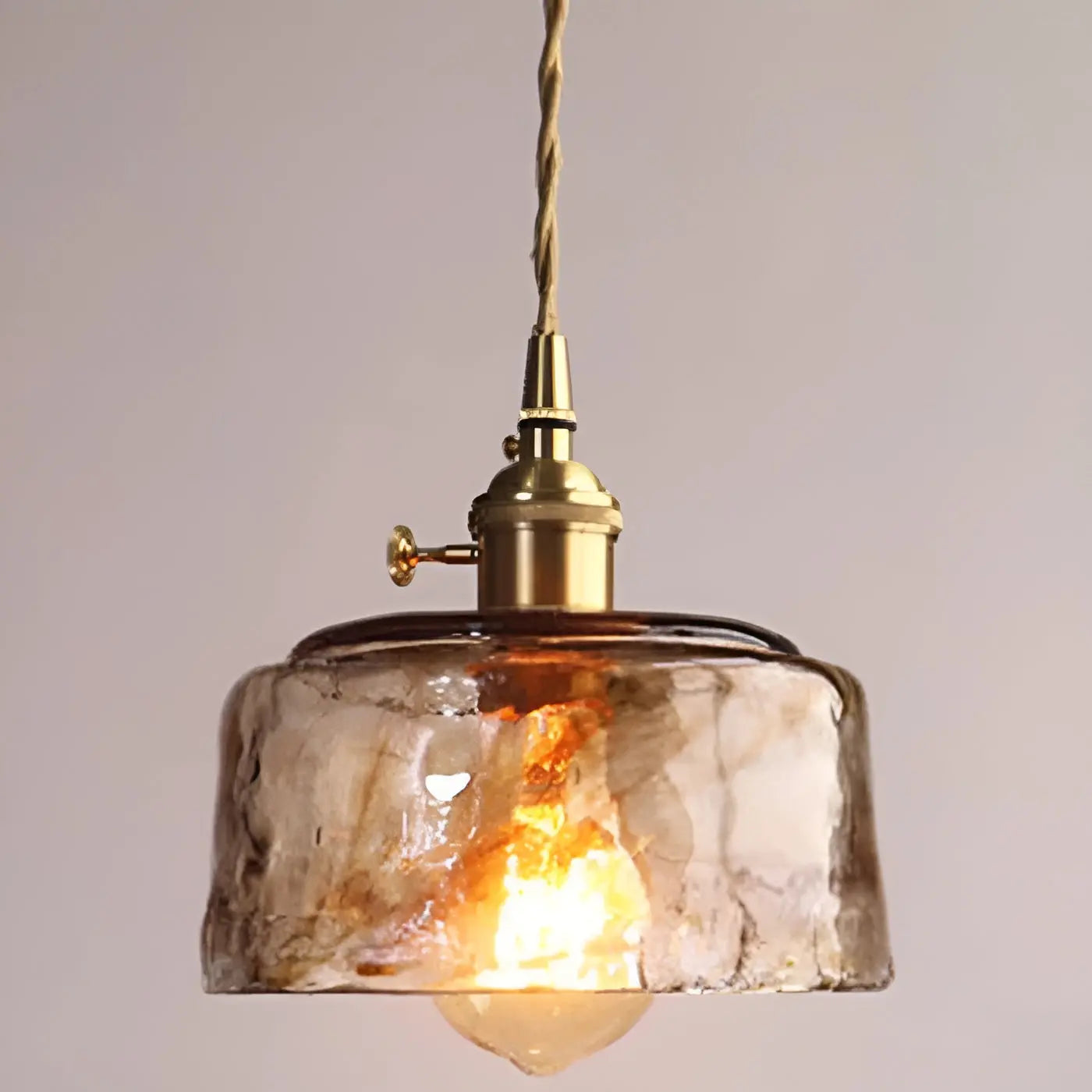Elegant Crystal Ceiling Light - Warm Amber Shade