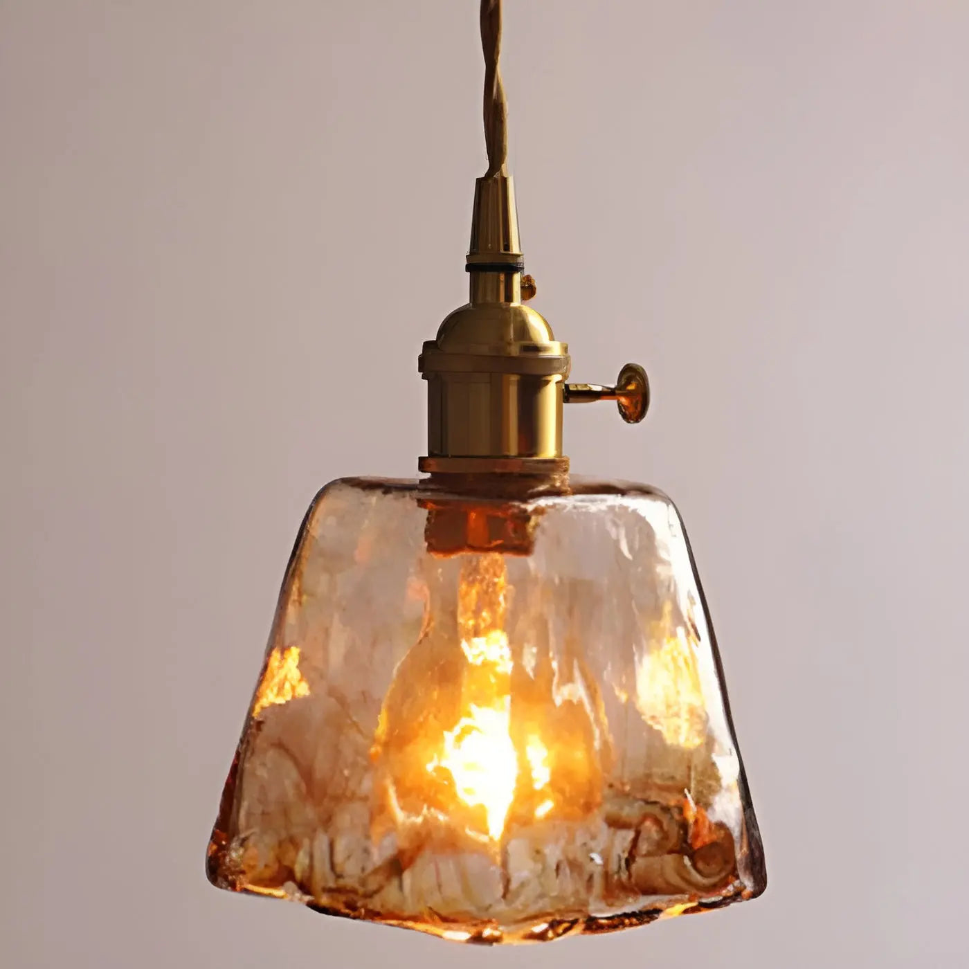 Elegant Crystal Ceiling Light - Warm Amber Shade