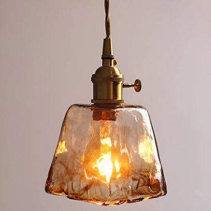 Elegant Crystal Ceiling Light - Warm Amber Shade