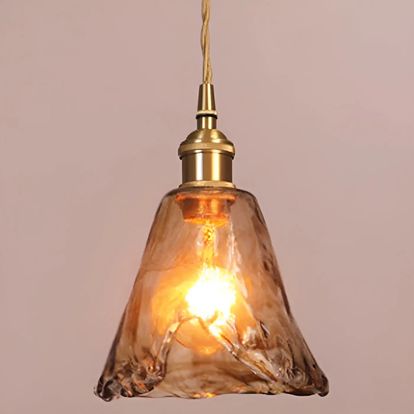Elegant Crystal Ceiling Light - Warm Amber Shade - Luxicro