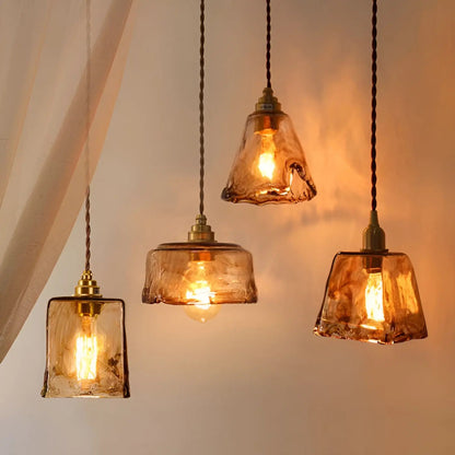 Elegant Crystal Ceiling Light - Warm Amber Shade