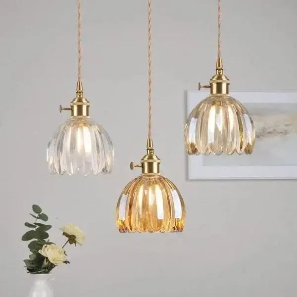 Elegant Floral Hanging Glass Lamp