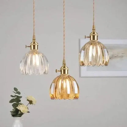 Elegant Floral Hanging Glass Lamp