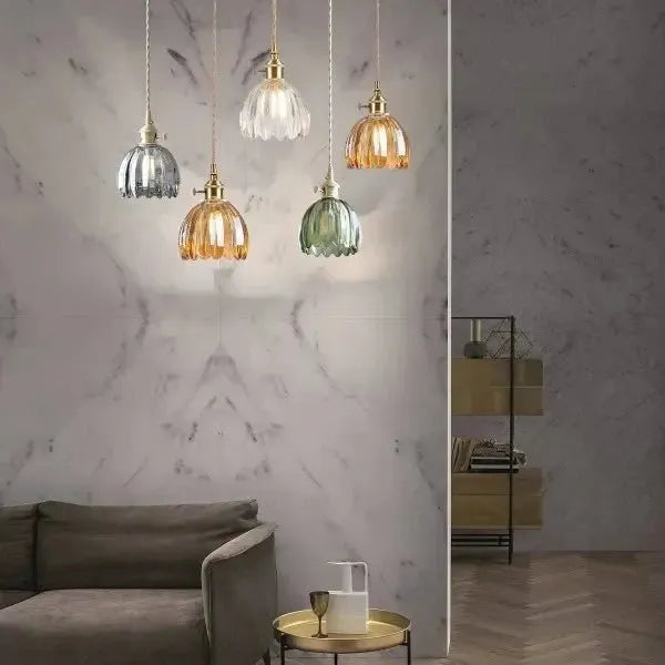 Elegant Floral Hanging Glass Lamp