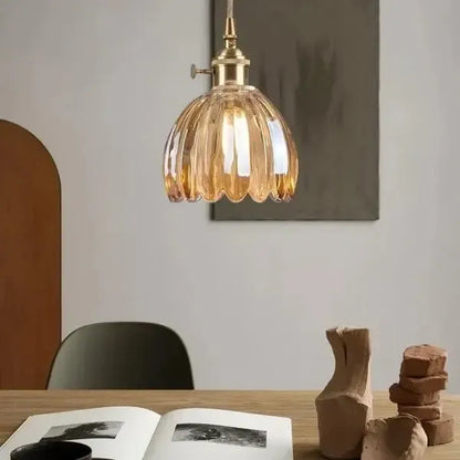 Elegant Floral Hanging Glass Lamp