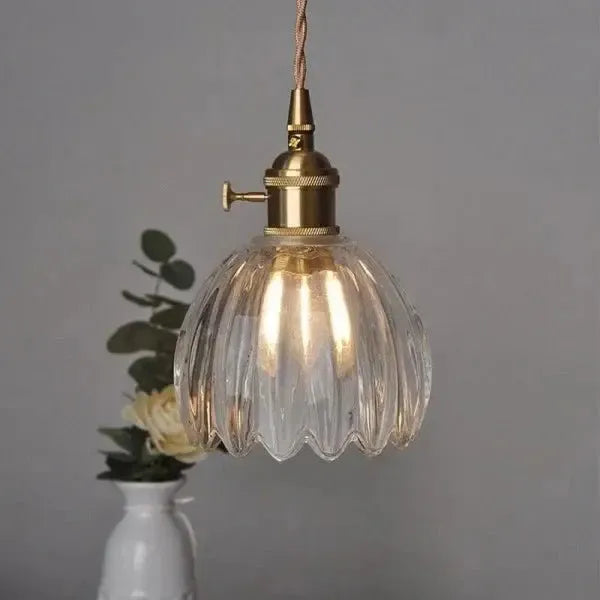 Elegant Floral Hanging Glass Lamp