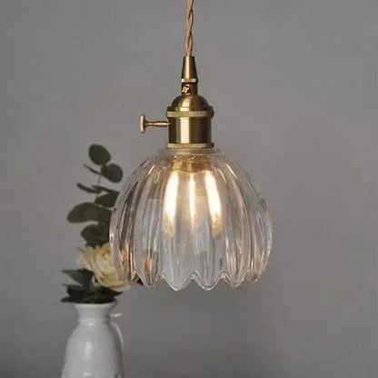 Elegant Floral Hanging Glass Lamp