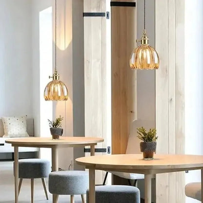 Elegant Floral Hanging Glass Lamp