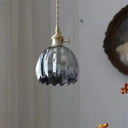 Elegant Floral Hanging Glass Lamp