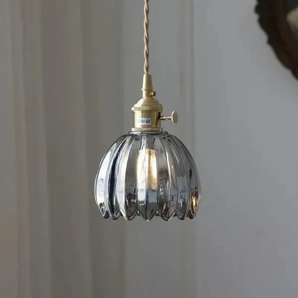 Elegant Floral Hanging Glass Lamp