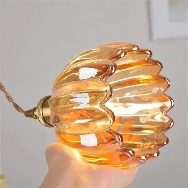 Elegant Floral Hanging Glass Lamp