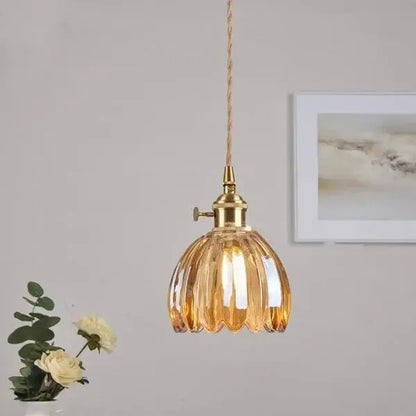 Elegant Floral Hanging Glass Lamp