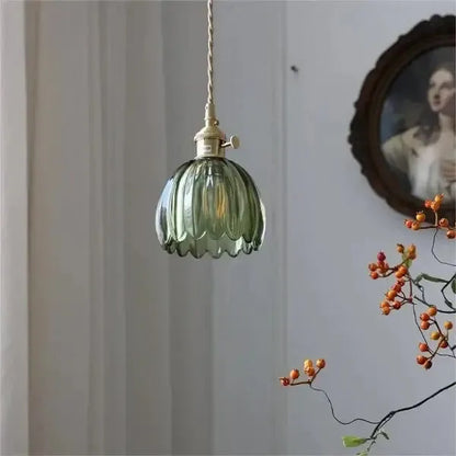Elegant Floral Hanging Glass Lamp