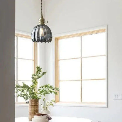 Elegant Floral Hanging Glass Lamp