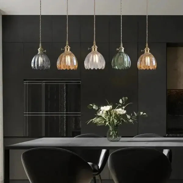 Elegant Floral Hanging Glass Lamp