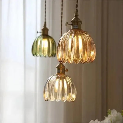 Elegant Floral Hanging Glass Lamp