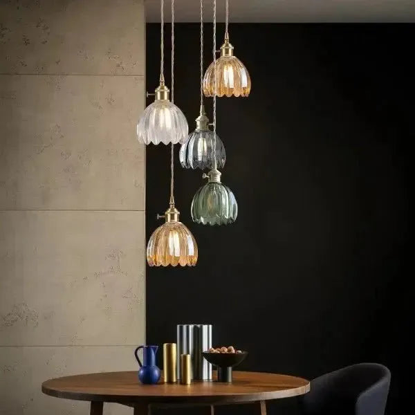 Elegant Floral Hanging Glass Lamp