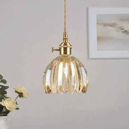 Elegant Floral Hanging Glass Lamp