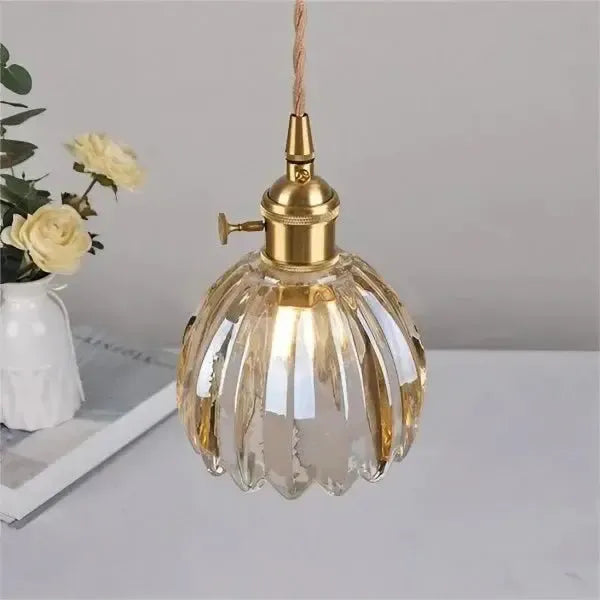 Elegant Floral Hanging Glass Lamp