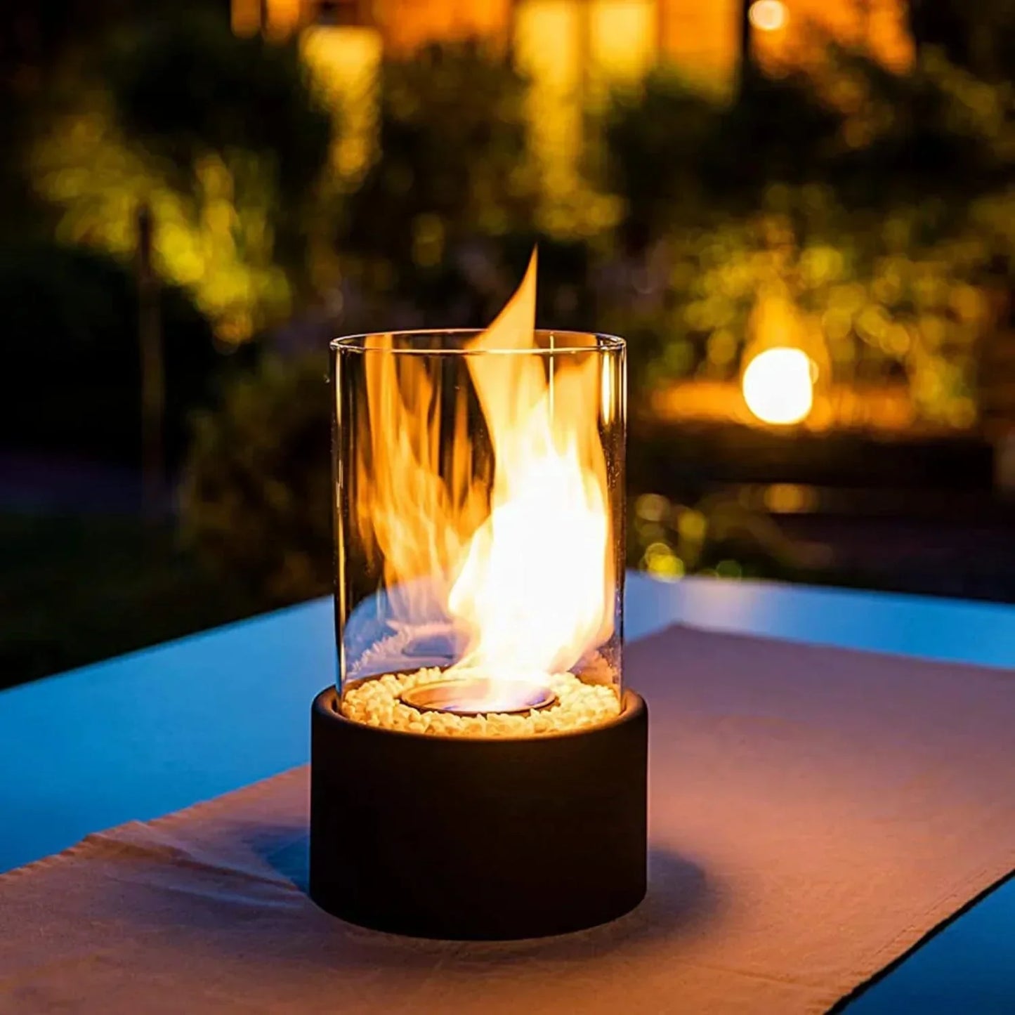 Contemporary Flame Outdoor Electric Fire Table - Luxicro