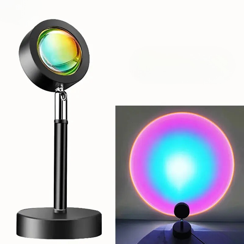 Vibrant LED Projector with Colorful Sunset and Remote Control