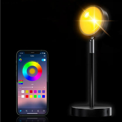 Vibrant LED Projector with Colorful Sunset and Remote Control