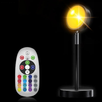 Vibrant LED Projector with Colorful Sunset and Remote Control