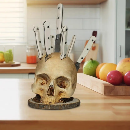 Black Skull Wooden Knife Holder