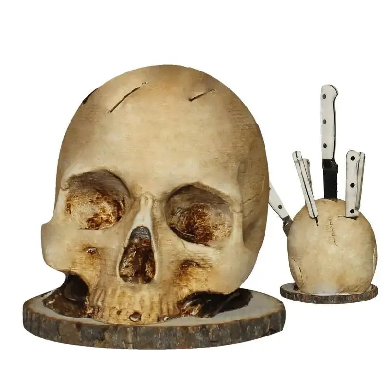 Black Skull Wooden Knife Holder