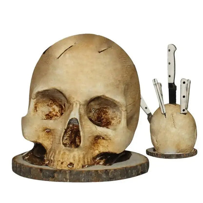 Black Skull Wooden Knife Holder