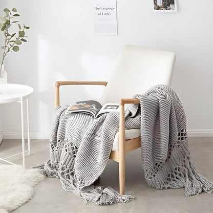Bohemian Chic Knit Throw Blanket