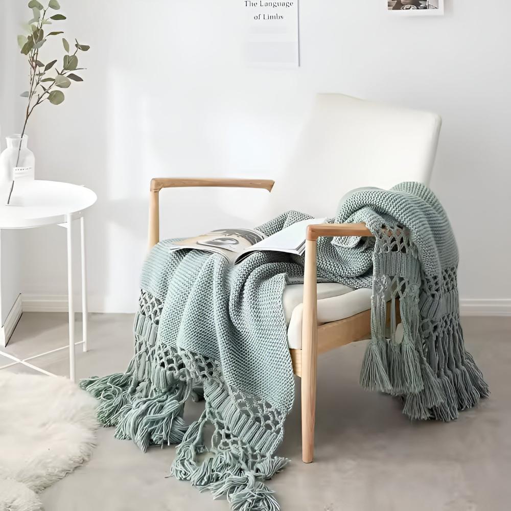 Bohemian Chic Knit Throw Blanket