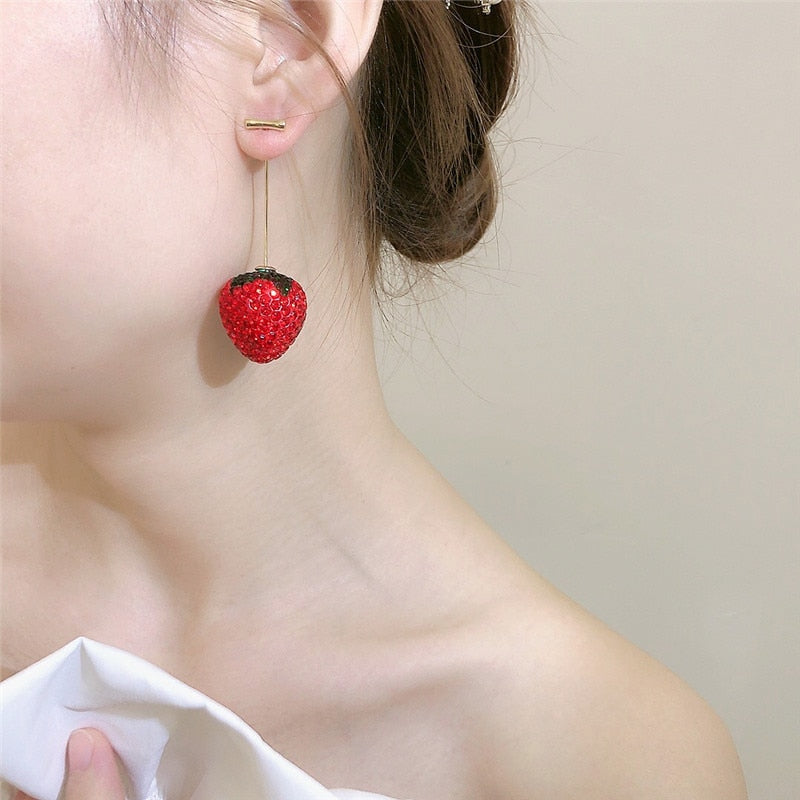 Fresh Strawberry Drop Earrings