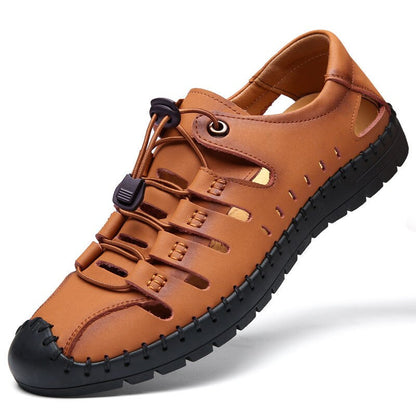 Relaxed Fit Leather Flip Flop Sandal
