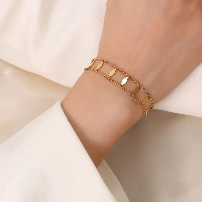 Glamorous 2 Tone Diamond Link Bracelet