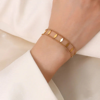 Glamorous 2 Tone Diamond Link Bracelet