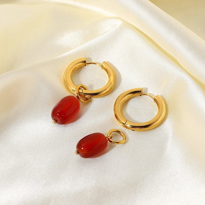 Dainty Ruby Stone Drop Earrings