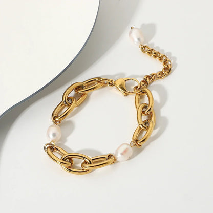 Luxury Pearl Detail Golden Chain Bracelet